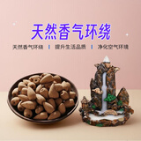 普云 瀑布倒流香高山流水炉套装崖柏塔香沉香檀香熏香香薰观赏香熏香 【短款】玉檀（盒装）+倒流香炉 110g