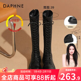 达芙妮官方靴子女长筒靴女骑士靴2025年厚底显瘦马丁靴女秋冬款高筒女靴 黑色加绒【薄绒款】 37