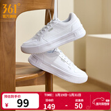 361°板鞋女鞋秋冬季新款青禾百搭小白鞋革面加绒保暖休闲运动鞋子女 361度白【秋季革面】 37