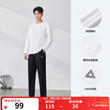 匹克运动套装男户外跑步服透气圆领长袖套装上衣长裤两件套 大白-男款 2XL-【男185/女180】