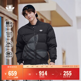 adidas轻薄拒水保暖秋冬通勤穿搭鸭绒羽绒服男女阿迪达斯三叶草   黑色(推荐男生选大一码)   L