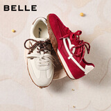 百丽（Belle）双鞋带糖心德训鞋女2026新款厚底休闲鞋JD026AM6 燕麦白 37