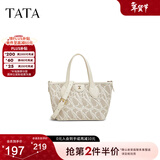他她（TATA）复古老花手提包女包包休闲手拎包单肩包春季新款X3410AX5 灰白/米白 F