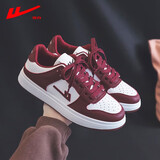 回力女鞋板鞋女春季新款时尚韩版百搭学生休闲厚底皮面小白鞋子 酒红色 36