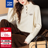 唐狮（TonLion）2025秋季女精致绞花半开襟半高领套头毛衣简约百搭韩版时尚