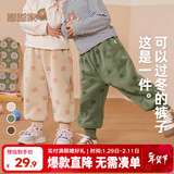 嘟嘟家【柔软厚实】儿童裤子秋冬款加绒宝宝冬装婴儿保暖裤女童男童棉裤 绿色恐龙 120
