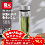 富光尊爵玻璃杯 男女士双层水杯 高硼硅玻璃 304茶隔杯子泡茶杯400ml