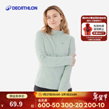 迪卡侬（DECATHLON）摇粒绒外套女抓绒衣保暖户外运动加厚秋冬冲锋衣内胆 半拉链-绿色 L
