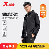 特步加绒外套男子上衣防泼水夹克户外运动双层风衣简约百搭