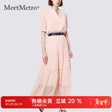 MeetMetro玛依尔法式仙女连衣裙女2026春新款高端气质纯欲风裙子礼服长裙 藕粉MG200423 M