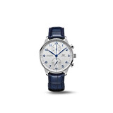 万国（IWC）礼物 葡萄牙系列计时腕表 镀银蓝针 鳄鱼皮 IW371605 41mm