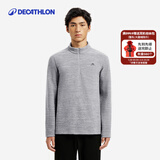 迪卡侬（DECATHLON）保暖户外抓绒衣外套男女运动宽松秋摇粒绒外套冲锋衣内胆 男款-半拉链-浅灰色 XL