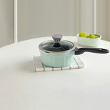 北鼎（Buydeem）小奶锅18 迷你锅宝宝辅食锅温奶汤锅一人用平底锅不粘锅泡面锅 浅杉绿|不粘奶锅 18cm