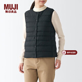 MUJI MUJI 女式 便携式 无领 羽绒背心BDC30C2A舒适轻薄保暖蓬松马甲 黑色 M