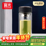 富光男女士双层玻璃杯 高硼硅玻璃304茶隔水杯子 带茶隔泡茶杯500ml
