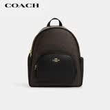 蔻驰（COACH）【品牌直供】女士COURT中号双肩包深棕色老花配黑色CZ176礼物