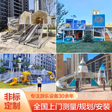 户外儿童游乐场设备室外不锈钢滑梯定制幼儿园大型无动力游乐设施 塑料滑梯