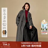 茵曼（INMAN）2025冬季女装新款羊驼毛桑蚕丝翻领双面呢大衣轻奢风毛呢外套 花灰色 L 168-172cm/121-130斤