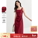 尚都比拉法式高级感连衣裙女秋季赫本风长款气质A字裙抽褶收腰显瘦背带裙