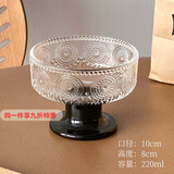 德蒂芙ins风冰淇淋球杯玻璃酸奶碗高脚甜品碗高颜值雪糕奶昔布丁慕斯杯 太阳花纹-黑底220ml