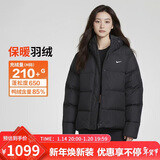 耐克NIKE女冬季短款连帽羽绒服 运动防寒外套 面包服FZ5929-010黑XL