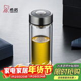 希诺（heenoor）双层玻璃杯高档商务办公车载水杯男家用透明泡茶杯子 345mL