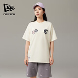 NEW ERA纽亦华MLB短袖T恤男女情侣秋季运动NY白色休闲重磅上衣13559698-L