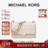 MICHAEL KORS新年礼物轻奢MK女包SLOAN小香风链条单肩斜挎腋下包 大号 奶白色