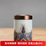 容山堂珐琅彩陶瓷茶叶罐密封罐家用储物罐出差旅行迷你便携茶仓茶叶盒 迷你金丝珐琅茶叶罐-牙白底