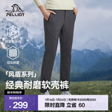 伯希和（Pelliot）【风盾】软壳裤男女秋冬户外加绒防风防泼水保暖高弹透气休闲裤 女款深灰色 XXL
