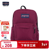 JANSPORT杰斯伯书包轻便双肩包男女旅行包简约背包电脑包学生校园 4QUT04S深紫酒红-侧边袋