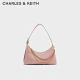 CHARLES&KEITH柔软拉链式褶皱单肩包腋下包包女包女士生日礼物CK2-40782472 Light Pink浅粉色 S
