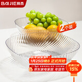 拜杰水果盘零食盘家用果盘客厅干果盘托盘糖果坚果盘透明白2只装