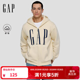 GAP男女装2025秋季新款logo印花抓绒宽松运动连帽衫卫衣 米色 S (165/88A)亚洲尺码