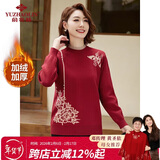 俞兆林中老年女装秋冬绣花加绒针织衫妈妈装毛衫新年老年人毛衣 Y44Z023
