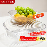 拜杰水果盘零食盘家用果盘客厅干果盘托盘糖果坚果盘透明白2只装