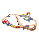 Hape拼搭拼插木质玩具亲子火车轨道港口运输套生日礼物E3790