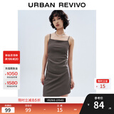 UR夏季新款女装潮流不规则下摆收褶吊带连衣裙UWV740053 中灰 XS