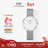 丹尼尔惠灵顿（DanielWellington）DW女士手表椭圆腕表小众轻奢石英压纹皮表带欧美表新年送女友礼物