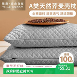 雅鹿·自由自在荞麦枕头100%全荞麦皮荞麦壳枕芯成人睡觉5斤 可拆洗46×72cm纯灰