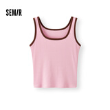 森马（Semir）背心女夏短款U领凉感紧身无袖撞色内搭气质叠穿上衣101325102001