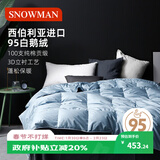 斯诺曼高档100支进口95%白鹅绒羽绒被芯空调被暖气被子1.5*2.1m充190g蓝