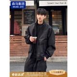 棉致美式飞行夹克男士春秋冬季新款外套冲高级感锋保暖棉衣外套上衣服 黑色【常规款】 M （90-110斤）