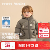 巴拉巴拉童装儿童羽绒服男女童外套冬装2025新款婴儿衣服保暖加厚泡芙羽绒 咖色小熊50860-白鸭绒 90 （充绒量73g 适合1-2岁）
