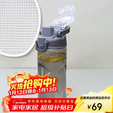 乐扣乐扣（LOCK&LOCK）人鱼线塑料运动水杯夏天便携水壶带刻度提手男女水杯子520ML灰色