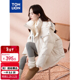 唐狮（TonLion）2025羽绒服女连帽保暖外套宽松 杏仁白 L