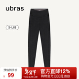 ubras仿牛仔高腰收腹加绒打底裤女保暖时尚高弹可外穿 黑色平腰款 1条 L