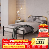 天坛家具铁艺床经典单双人钢木铁床现代环保简约小户型黑白色铁艺婚床 铁艺床（黑色）（不含床垫） 1.0*1.9m