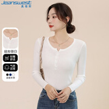 真维斯（Jeanswest）针织女圆领长袖打底衫女春夏内搭洋气修身显瘦外穿白色均码