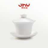 京红运真裸价·三才盖碗茶具羊脂玉白瓷悬停盖杯茶碗泡茶杯